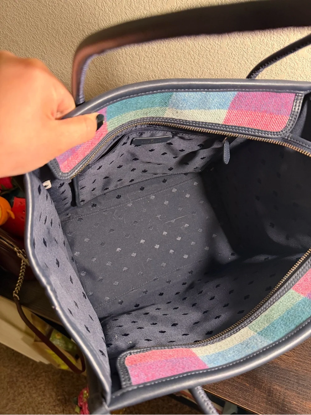 kate spade Multicolor Plaid Tote - Pink, Blue & Teal